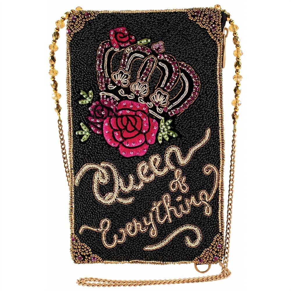 NEW MARY FRANCES women's queen of everything beaded crossbody bag in crown and r